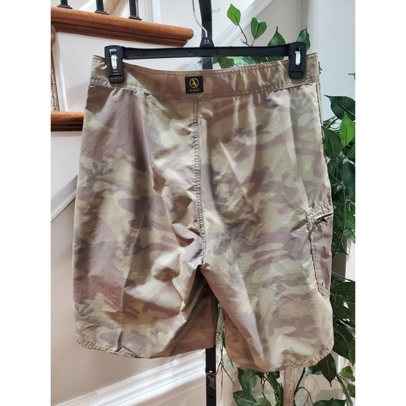 Aigle Army Fatigue Camouflage Cargo Logo Print Pull On Swimwear Shorts M - Picture 6 of 10